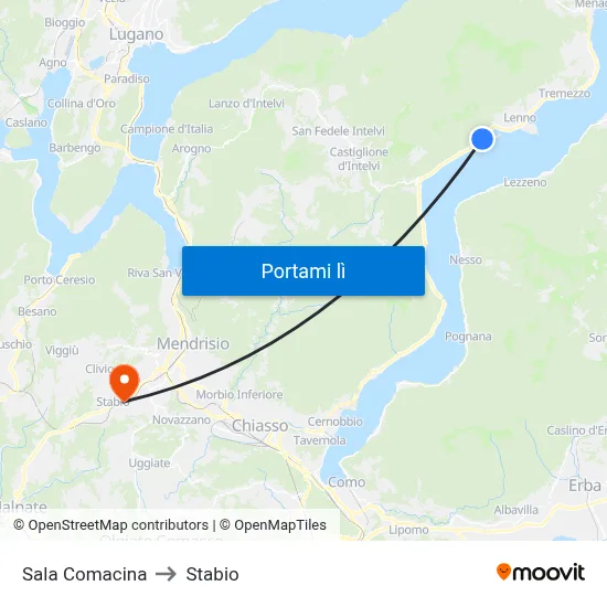 Sala Comacina to Stabio map
