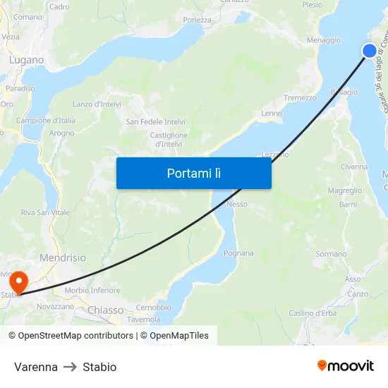 Varenna to Stabio map