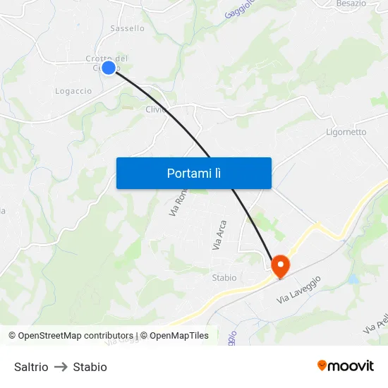 Saltrio to Stabio map