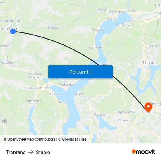 Trontano to Stabio map