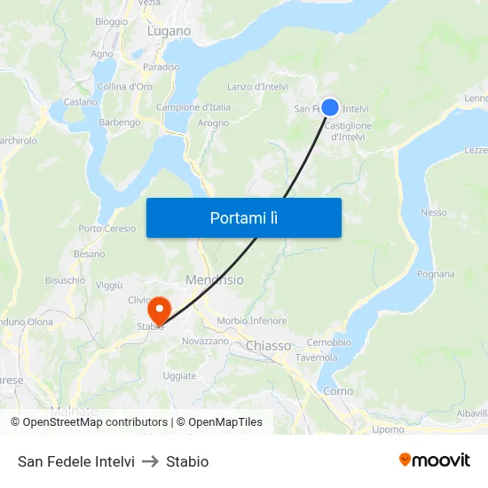 San Fedele Intelvi to Stabio map