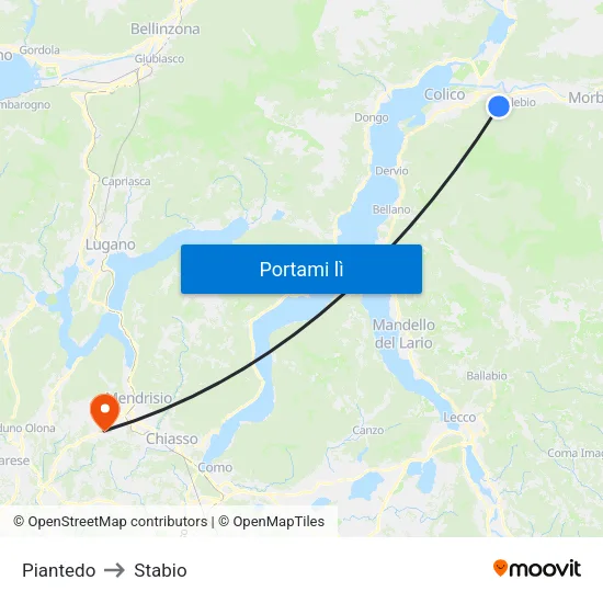 Piantedo to Stabio map