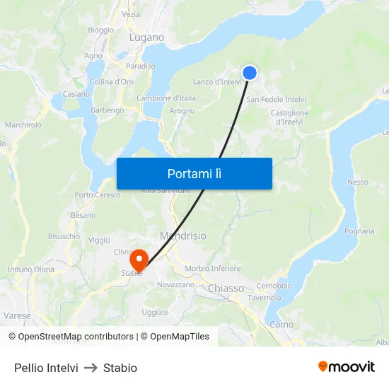 Pellio Intelvi to Stabio map