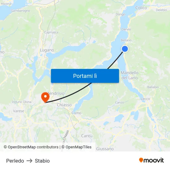 Perledo to Stabio map