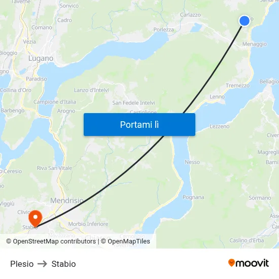 Plesio to Stabio map