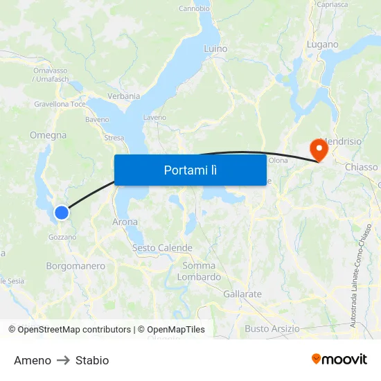 Ameno to Stabio map
