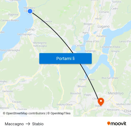 Maccagno to Stabio map