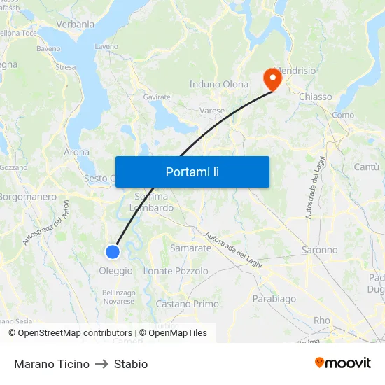 Marano Ticino to Stabio map
