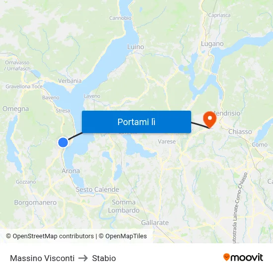 Massino Visconti to Stabio map