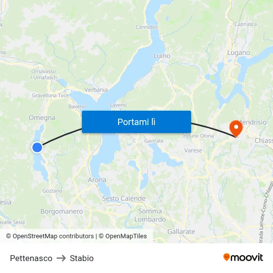 Pettenasco to Stabio map