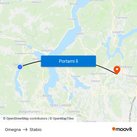 Omegna to Stabio map