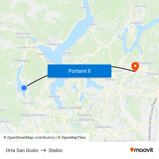 Orta San Giulio to Stabio map