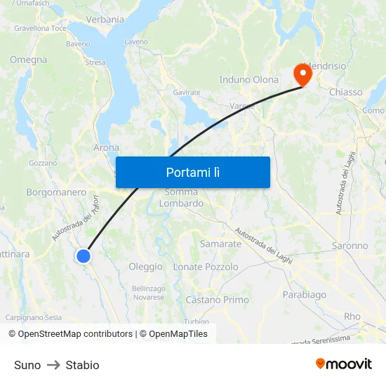 Suno to Stabio map