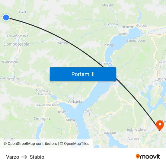 Varzo to Stabio map