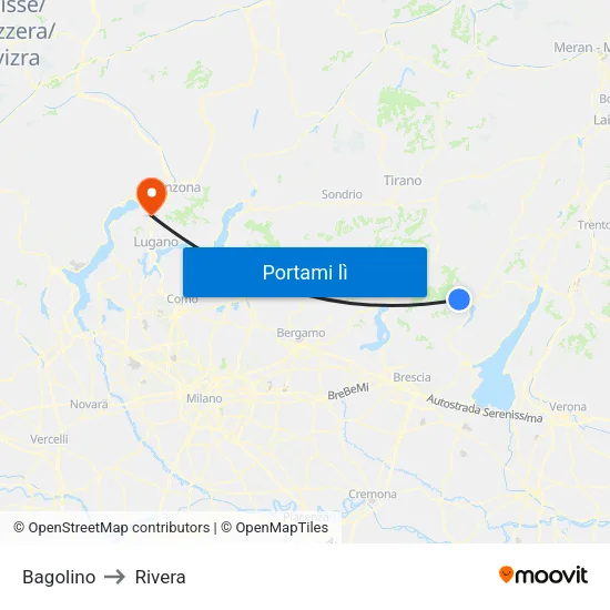 Bagolino to Rivera map