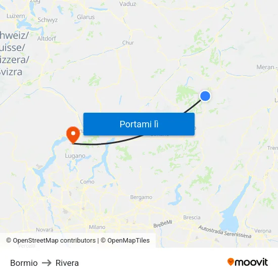 Bormio to Rivera map