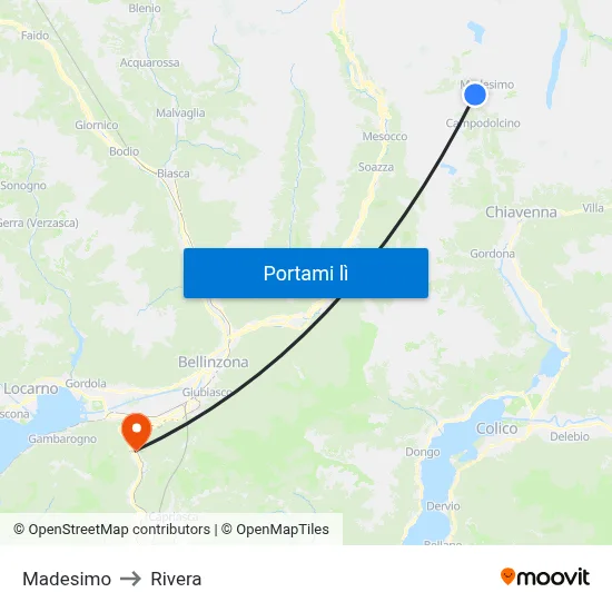 Madesimo to Rivera map