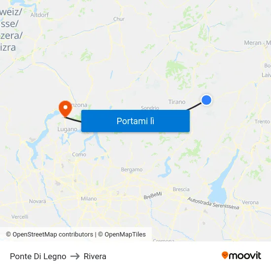 Ponte Di Legno to Rivera map