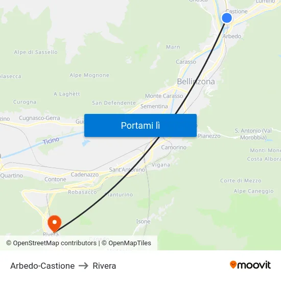 Arbedo-Castione to Rivera map