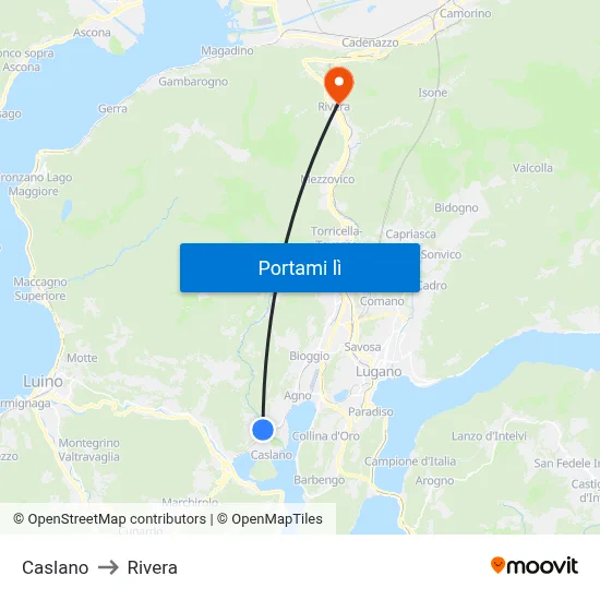 Caslano to Rivera map