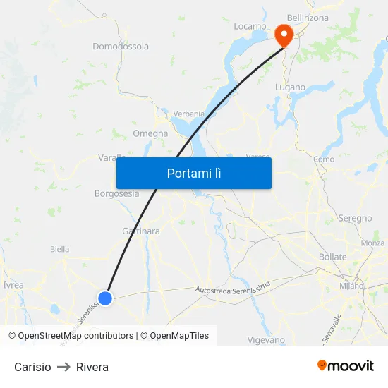 Carisio to Rivera map