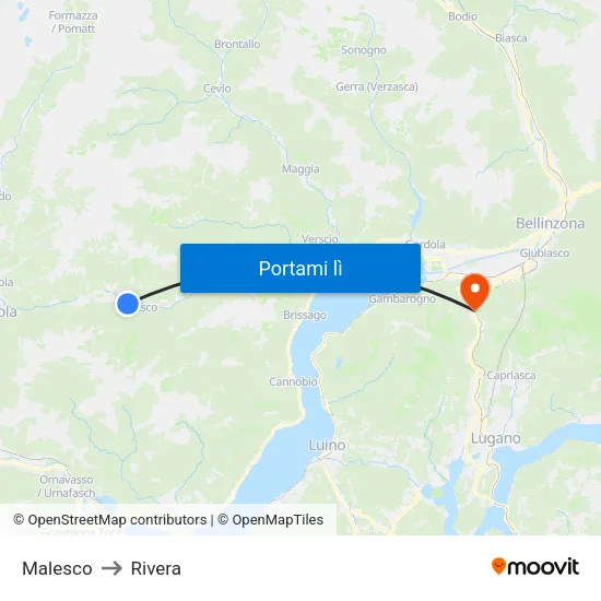 Malesco to Rivera map