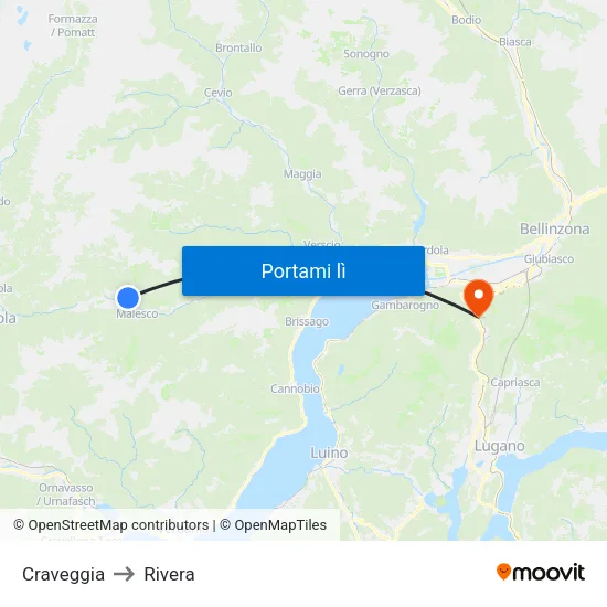 Craveggia to Rivera map
