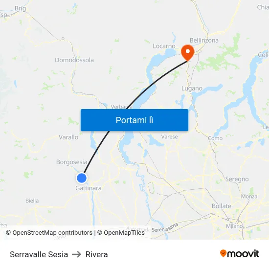 Serravalle Sesia to Rivera map