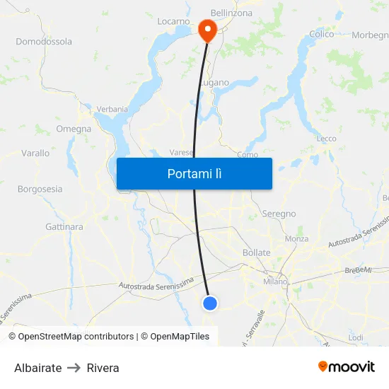 Albairate to Rivera map