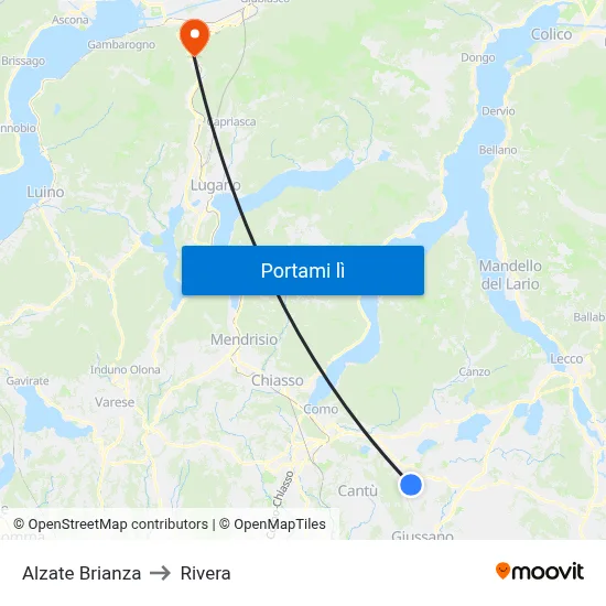 Alzate Brianza to Rivera map