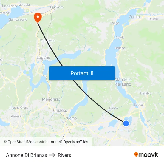 Annone Di Brianza to Rivera map
