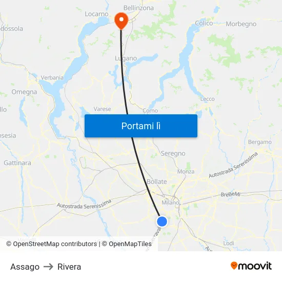 Assago to Rivera map