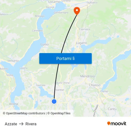 Azzate to Rivera map
