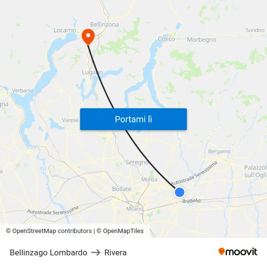Bellinzago Lombardo to Rivera map