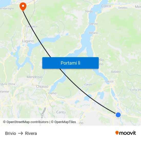 Brivio to Rivera map