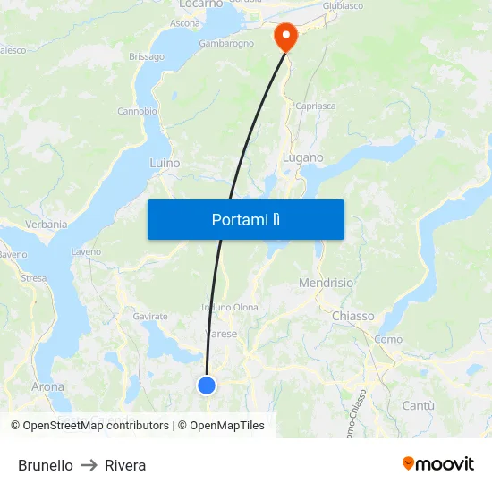 Brunello to Rivera map