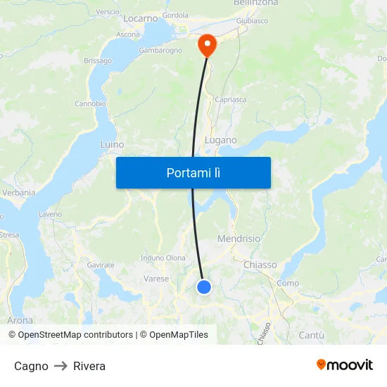 Cagno to Rivera map