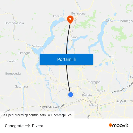 Canegrate to Rivera map