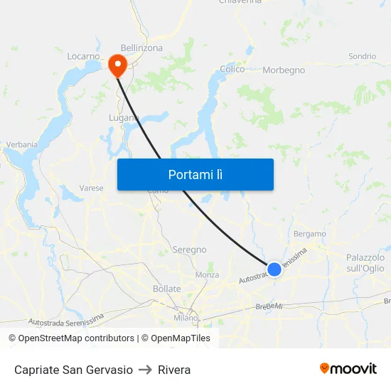 Capriate San Gervasio to Rivera map