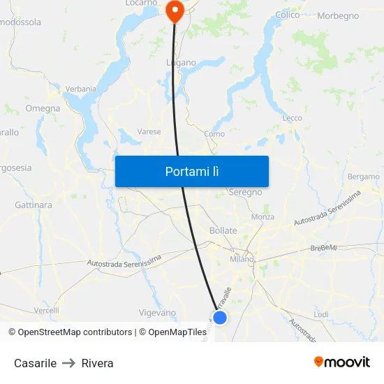 Casarile to Rivera map