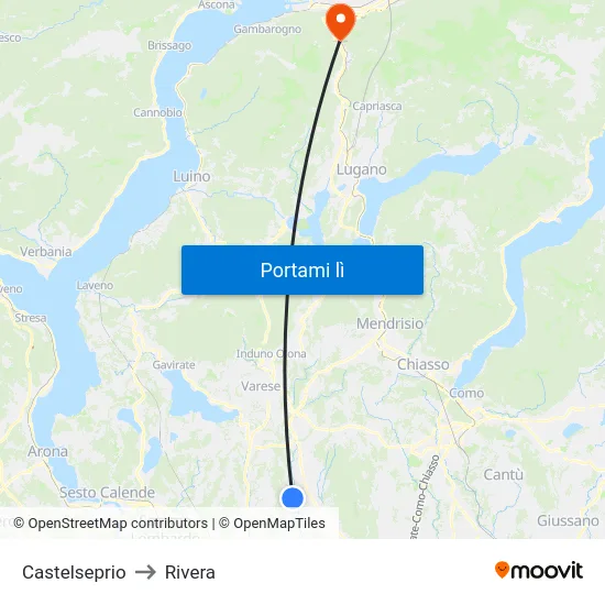Castelseprio to Rivera map