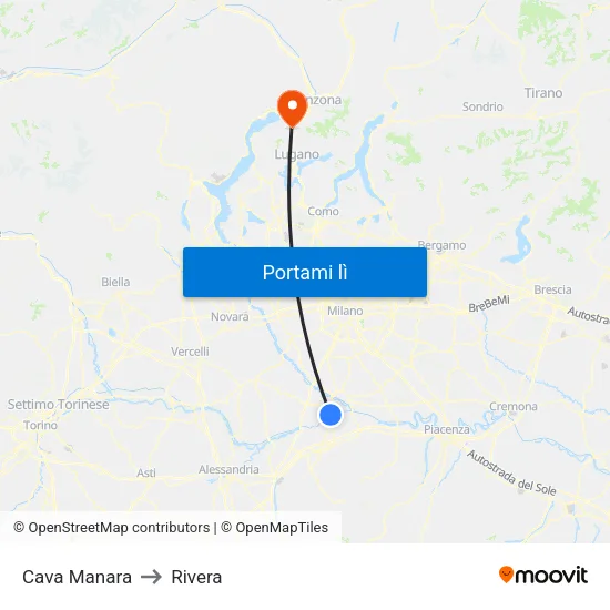 Cava Manara to Rivera map