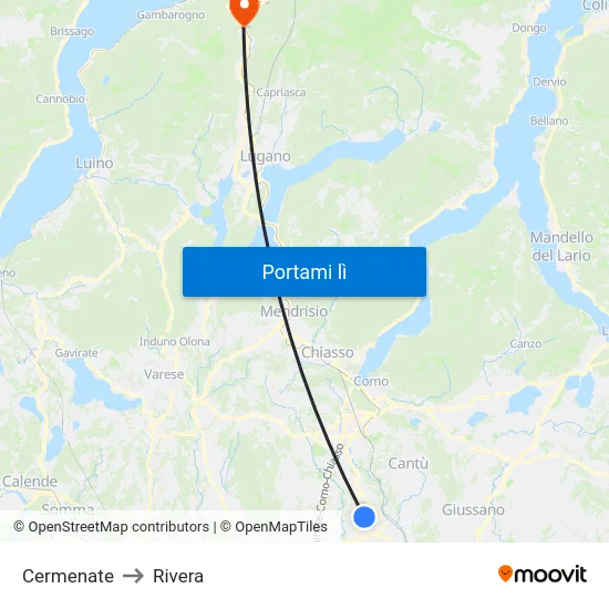 Cermenate to Rivera map