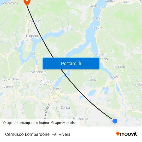 Cernusco Lombardone to Rivera map