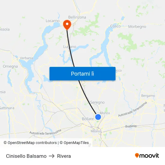 Cinisello Balsamo to Rivera map