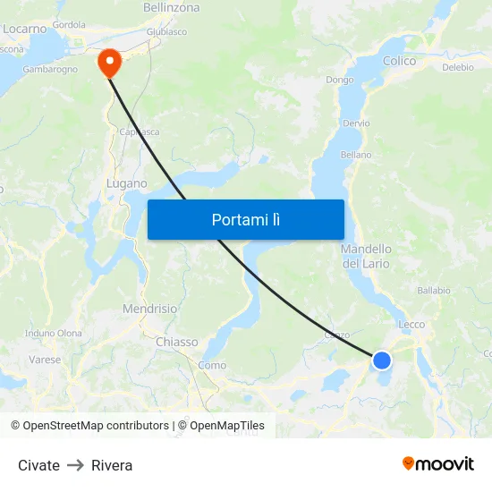 Civate to Rivera map