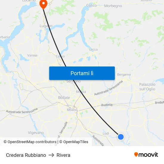 Credera Rubbiano to Rivera map