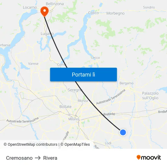 Cremosano to Rivera map
