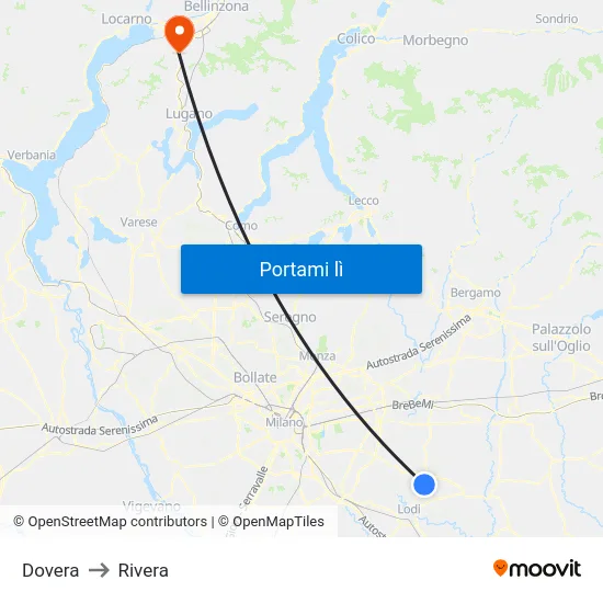 Dovera to Rivera map