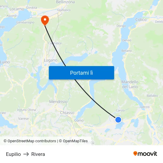 Eupilio to Rivera map